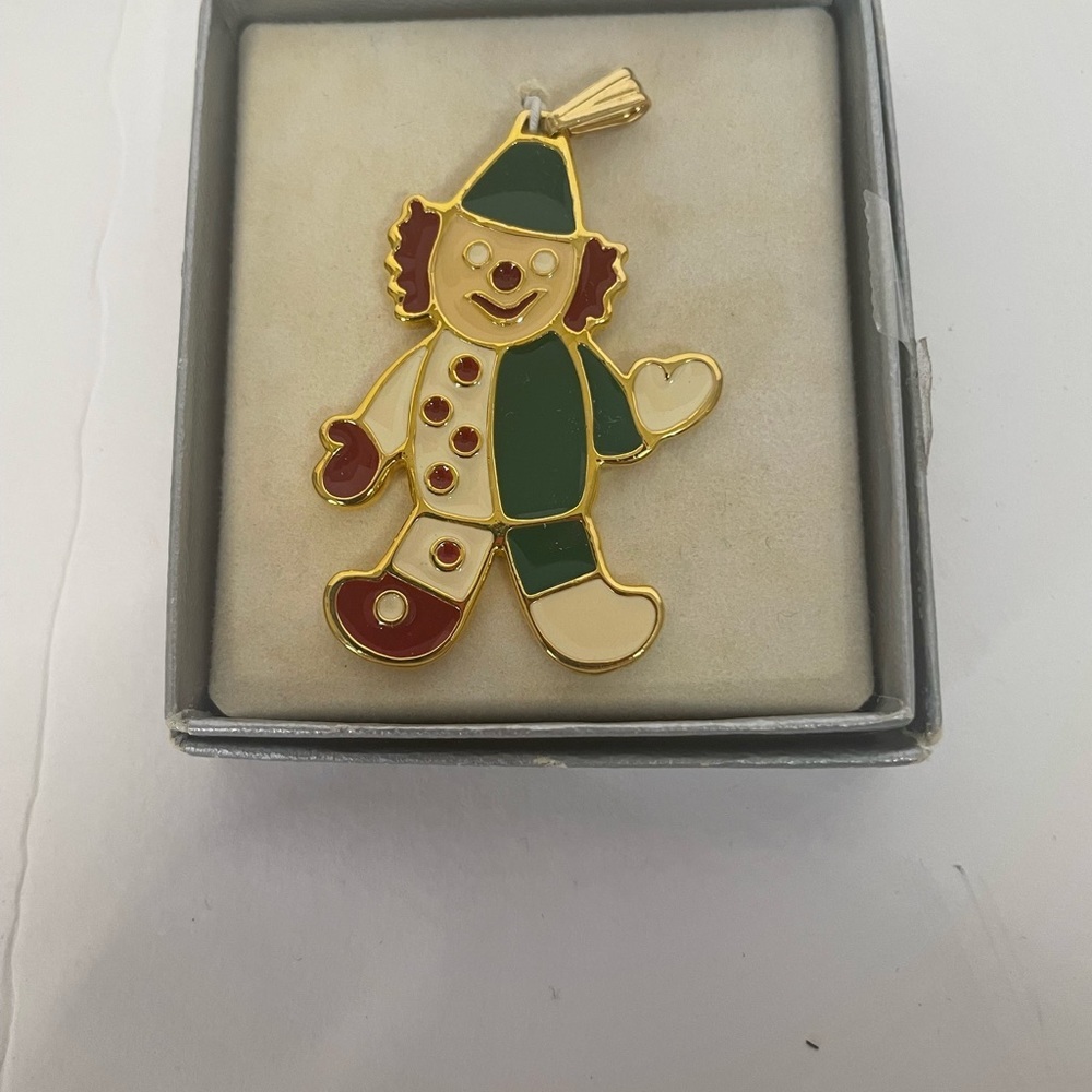 Vintage Wallace Silversmiths Enamel Clown Cookie Ornament/Pendant